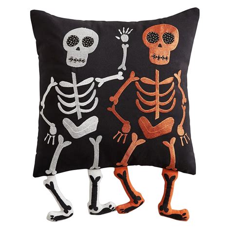 No bones about itthis life-sized pillow just wants some body to love ; Sit this realistic skeleton on your porch to delight trick-or-treaters or hide it inside your home to give unsuspecting Halloween party guests a fright ; Either way this pillow makes a bona fide addition to your Halloween decorations ; Plush pillow. . Storehouse skeleton pillow